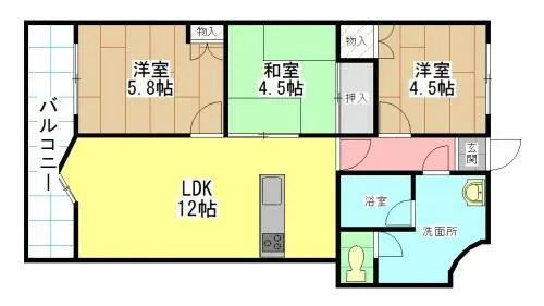 福岡県北九州市若松区白山2丁目【マンション】の間取り