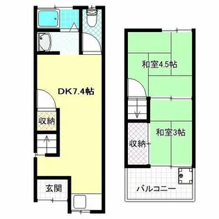 大阪府松原市河合1丁目【テラスハウス】の間取り