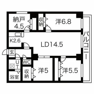 ルーデンスプレイス宮丘 弐番館【4階】の間取り