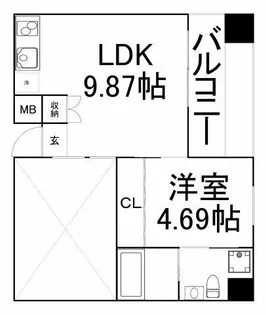 シーズアパートメント中之島【10階】の間取り