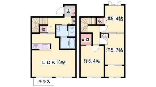 シャーメゾン辻井【A6号室】の間取り