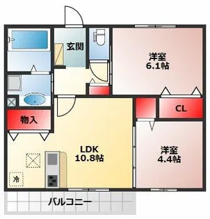 サウス グランツ 2号棟 2【2-206号室】の間取り