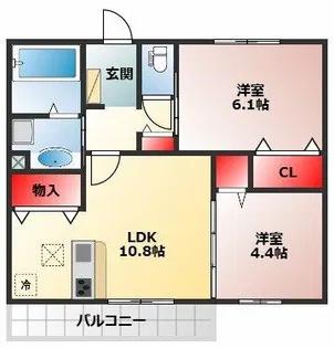 サウス グランツ 2号棟 2【2-206号室】の間取り