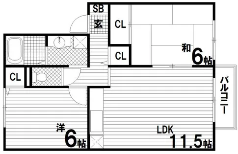 オーク東須磨【1階】の間取り