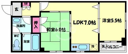 サンプラザ浪速Ⅱ番館【3階】の間取り