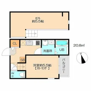 プランドール五十川【1階】の間取り