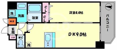 プレサンス難波フィネスト【15階】の間取り