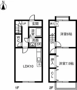 愛知県稲沢市稲沢町割田【テラスハウス】の間取り