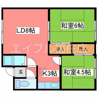 マンション山岸B【2階】の間取り