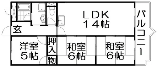 ソシアハイツOKUDA【1階】の間取り