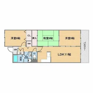 グラン甲子園口【104号室】の間取り