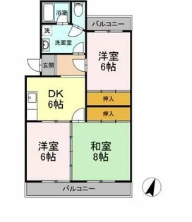 ベルシェ川村【4階】の間取り