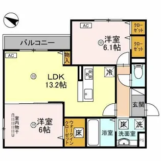 パサログランデ上野芝【305号室】の間取り