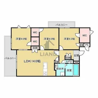 Raffina大濠【4階】の間取り