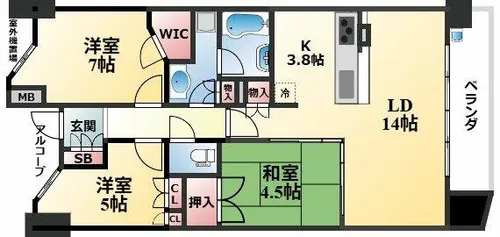 大阪府豊中市本町1丁目【マンション】の間取り
