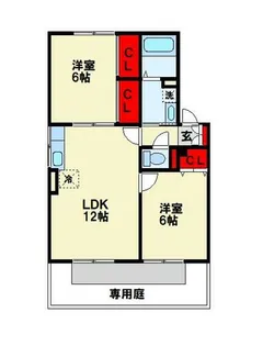 セジュール東山田Ⅲ B棟【1階】の間取り