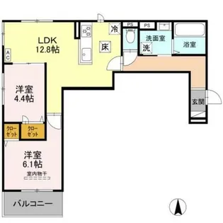 ヌーベル・ヴィ―侍従池【2階】の間取り