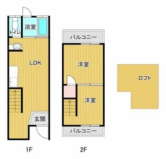 大阪府大阪市住吉区大領5丁目【テラスハウス】の間取り
