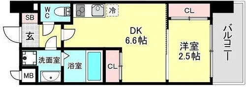 セレニテ阿波座ミラク【11階】の間取り