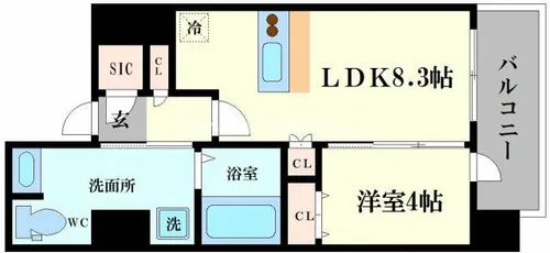 エスライズ難波Ⅲ【6階】の間取り