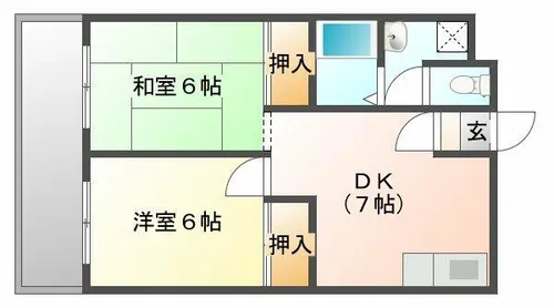 本多聞ハイツ【5階】の間取り