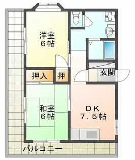 本多聞ハイツ【5階】の間取り