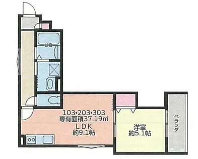 セレニティ荒本A棟【3階】の間取り