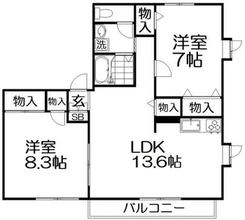 楠葉丘ハイツⅠ【1-103号室】の間取り