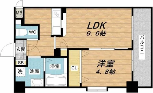 1LDKの間取り画像