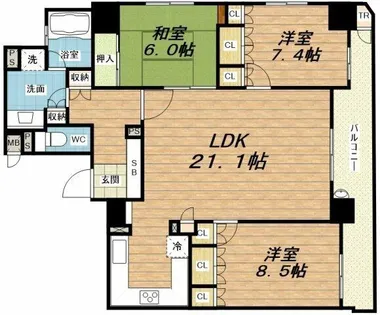 リーガル北心斎橋Ⅱ【12階】の間取り