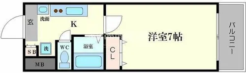 VINEルミエール大国町【3階】の間取り