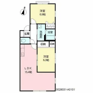 グリーンビレッジ湯川Ⅱ【1階】の間取り