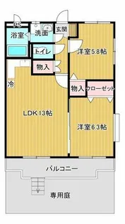 御所ノ瀬マンション【1階】の間取り