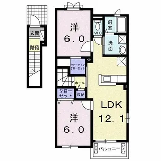 ルナ・ソレイユA【2階】の間取り