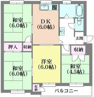 神陵台北住宅69号棟【3階】の間取り