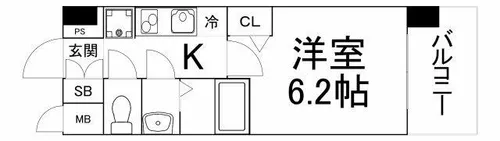 プレサンス京橋GREEN YARDアルミラ【4階】の間取り