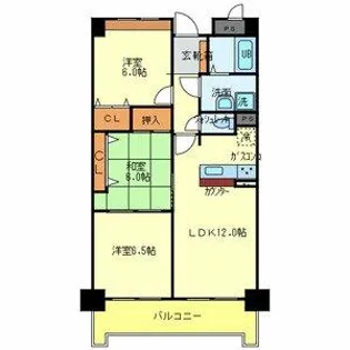 サンダモン北勘【302号室】の間取り