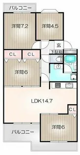 エルグランデ萩山【1階】の間取り
