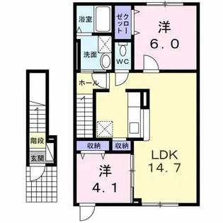 ウエストフィールド宮の丘【2階】の間取り