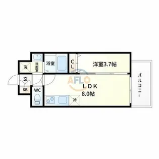 アプリーレ阿波座南【4階】の間取り