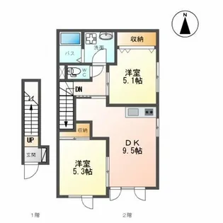 ハウスKmt【2階】の間取り