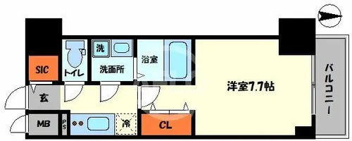 MELDIA CREST TAPP NAMBA-WEST【13階】の間取り