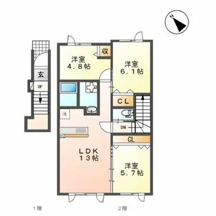 LaTerre新琴似Ⅱ【2階】の間取り