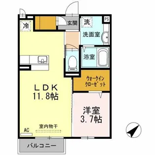 プログレスⅠ B棟【112号室】の間取り
