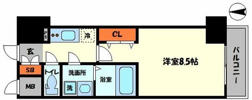 MELDIA CREST TAPP NAMBA-WEST【7階】の間取り