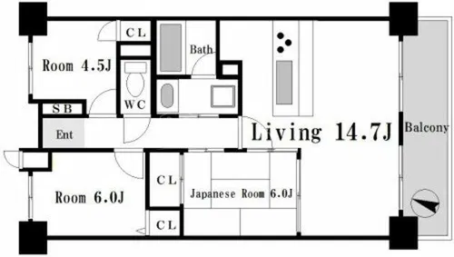 グランドメゾン江戸堀【12階】の間取り