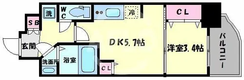 ラシュレエグゼ夕陽丘【11階】の間取り