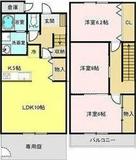リヴェール北中根【D号室】の間取り