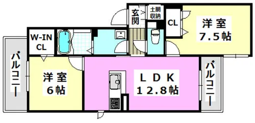 プレジール上中条B棟【302号室】の間取り