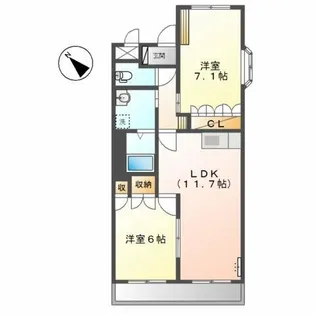 ラディッシュ ポット【1階】の間取り